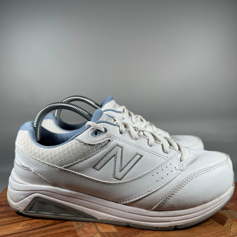 New Balance 928v3 White Blue Leather Walking Shoes WW928WB3 Womens 8.5 4E